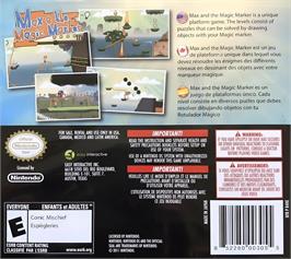 Box back cover for Max And The Magic Marker on the Nintendo DS.