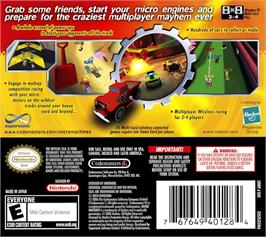 Box back cover for Micro Machines V4 on the Nintendo DS.