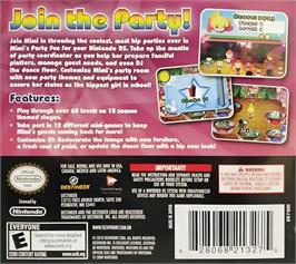 Box back cover for Mimi's Party Fun! on the Nintendo DS.
