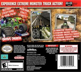 Box back cover for Monster Jam on the Nintendo DS.