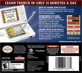 Box back cover for My French Coach on the Nintendo DS.