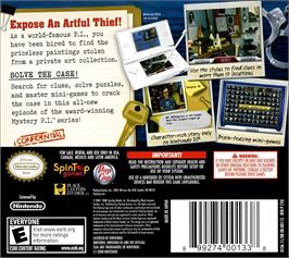 Box back cover for Mystery P.i. - Portrait Of A Thief on the Nintendo DS.