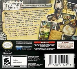 Box back cover for Mystery Stories - Curse Of The Ancient Spirits on the Nintendo DS.