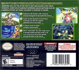 Box back cover for Nanostray on the Nintendo DS.