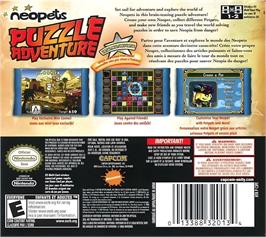 Box back cover for Neopets Puzzle Adventure on the Nintendo DS.