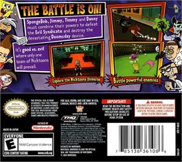 Box back cover for Nickelodeon Spongebob Squarepants And Friends Unite! on the Nintendo DS.