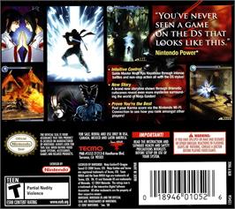 Box back cover for Ninja Gaiden Dragon Sword on the Nintendo DS.