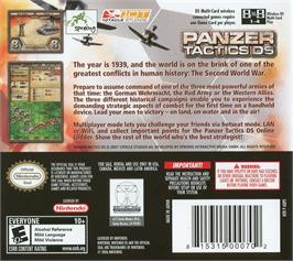 Box back cover for Panzer Tactics Ds on the Nintendo DS.