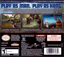 Box back cover for Peter Jackson's King Kong - The Official Game Of The Movie on the Nintendo DS.