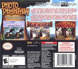Box back cover for Photo Phantasy on the Nintendo DS.