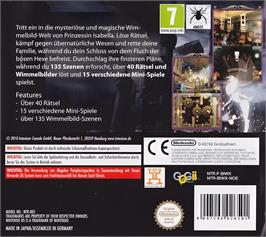 Box back cover for Princess Isabella - A Witch's Curse on the Nintendo DS.
