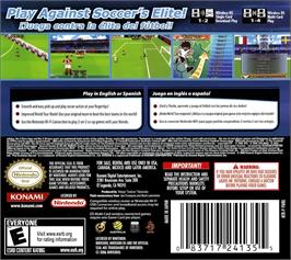Box back cover for Pro Evolution Soccer 2008 on the Nintendo DS.