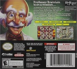 Box back cover for Professor Brainium's Games on the Nintendo DS.