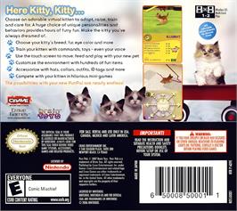 Box back cover for Purr Pals on the Nintendo DS.