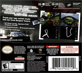 Box back cover for Race Driver - Grid on the Nintendo DS.
