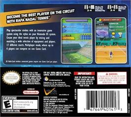 Box back cover for Rafa Nadal Tennis on the Nintendo DS.