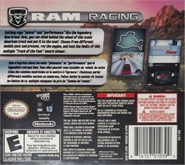 Box back cover for Ram Racing on the Nintendo DS.