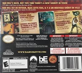 Box back cover for Rango on the Nintendo DS.