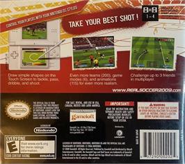 Box back cover for Real Soccer 2009 on the Nintendo DS.