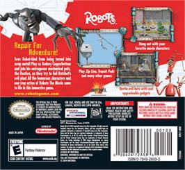 Box back cover for Robots on the Nintendo DS.