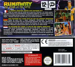 Box back cover for Runaway - The Dream Of The Turtle on the Nintendo DS.