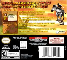 Box back cover for Safari Adventures - Africa on the Nintendo DS.