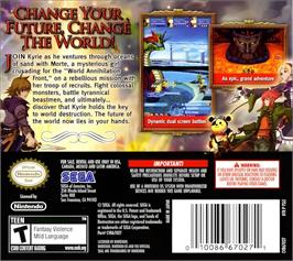 Box back cover for Sands Of Destruction on the Nintendo DS.