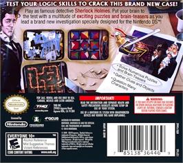Box back cover for Sherlock Holmes And The Mystery Of Osborne House on the Nintendo DS.