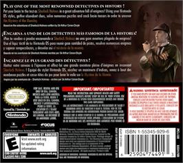 Box back cover for Sherlock Holmes Ds - Le Mystère De La Momie on the Nintendo DS.