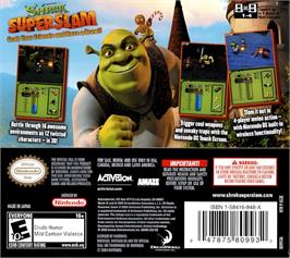 Box back cover for Shrek SuperSlam on the Nintendo DS.