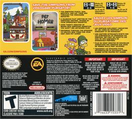 Box back cover for Simpsons Game on the Nintendo DS.
