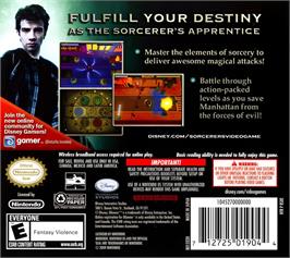 Box back cover for Sorcerer's Apprentice, The on the Nintendo DS.