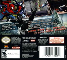 Box back cover for Spider-man - Web Of Shadows on the Nintendo DS.