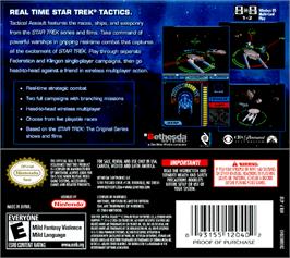 Box back cover for Star Trek Tactical Assault on the Nintendo DS.