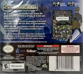 Box back cover for Thinksmart Games - Scotland Yard - Hunting Mister X on the Nintendo DS.