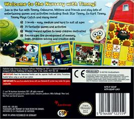 Box back cover for Timmy Time on the Nintendo DS.
