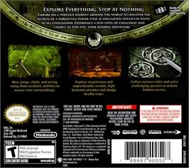 Box back cover for Tomb Raider Underworld on the Nintendo DS.