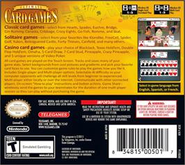 Box back cover for Ultimate Card Games on the Nintendo DS.