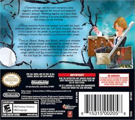 Box back cover for Witches And Vampires - The Secrets Of Ashburry on the Nintendo DS.