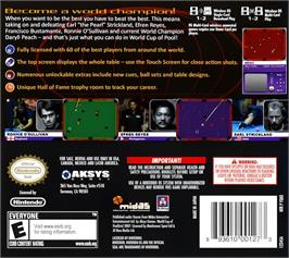 Box back cover for World Cup Of Pool on the Nintendo DS.