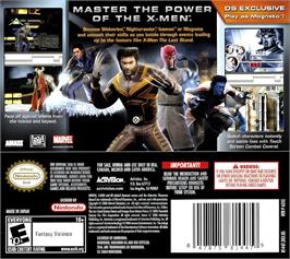 Box back cover for X-men - The Official Game on the Nintendo DS.