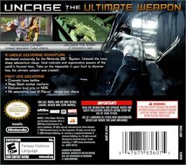 Box back cover for X-men Origins - Wolverine on the Nintendo DS.