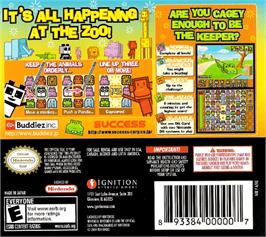 Box back cover for Zoo Keeper on the Nintendo DS.