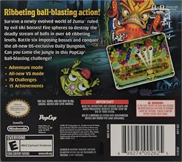 Box back cover for Zuma's Revenge! on the Nintendo DS.