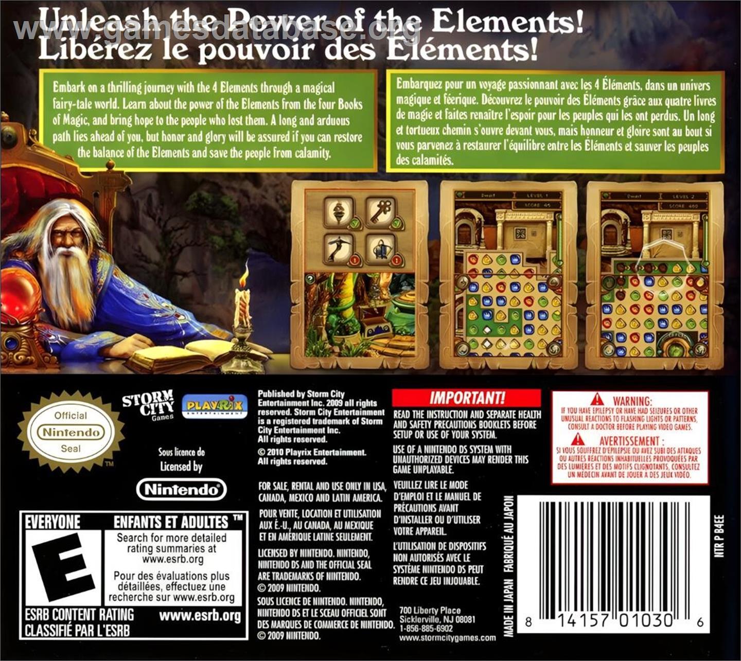 4 Elements - Nintendo DS - Artwork - Box Back