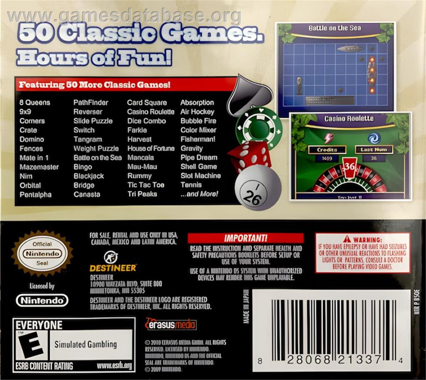 50 More Classic Games - Nintendo DS - Artwork - Box Back