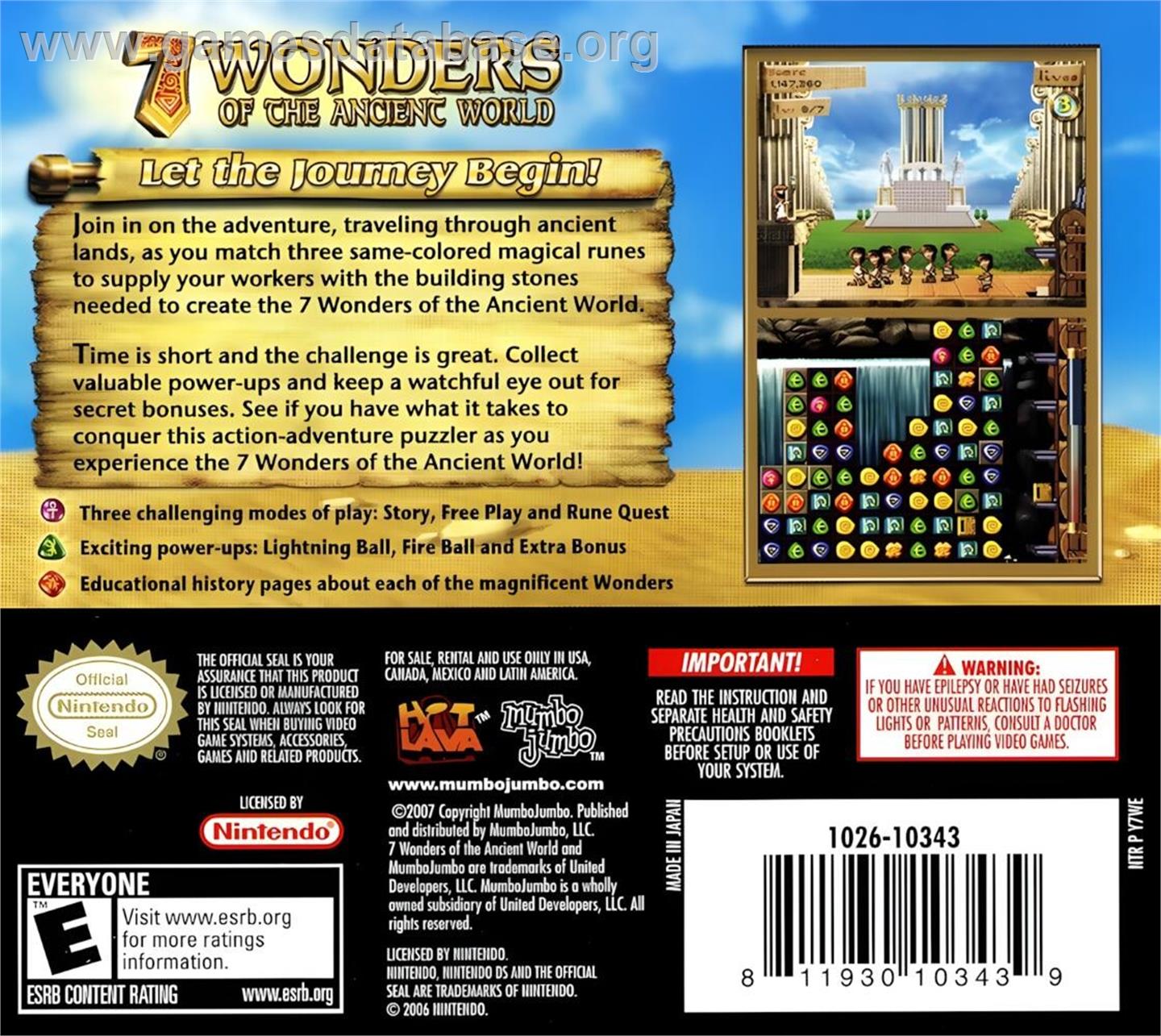 7 Wonders Of The Ancient World - Nintendo DS - Artwork - Box Back