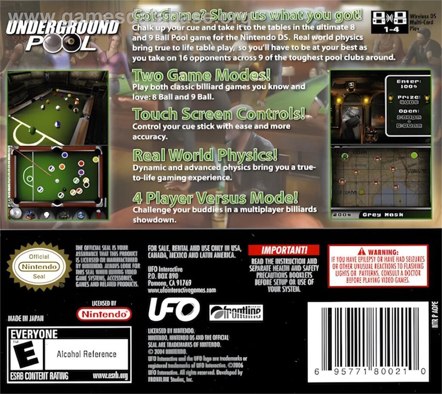 Actua Pool - Nintendo DS - Artwork - Box Back
