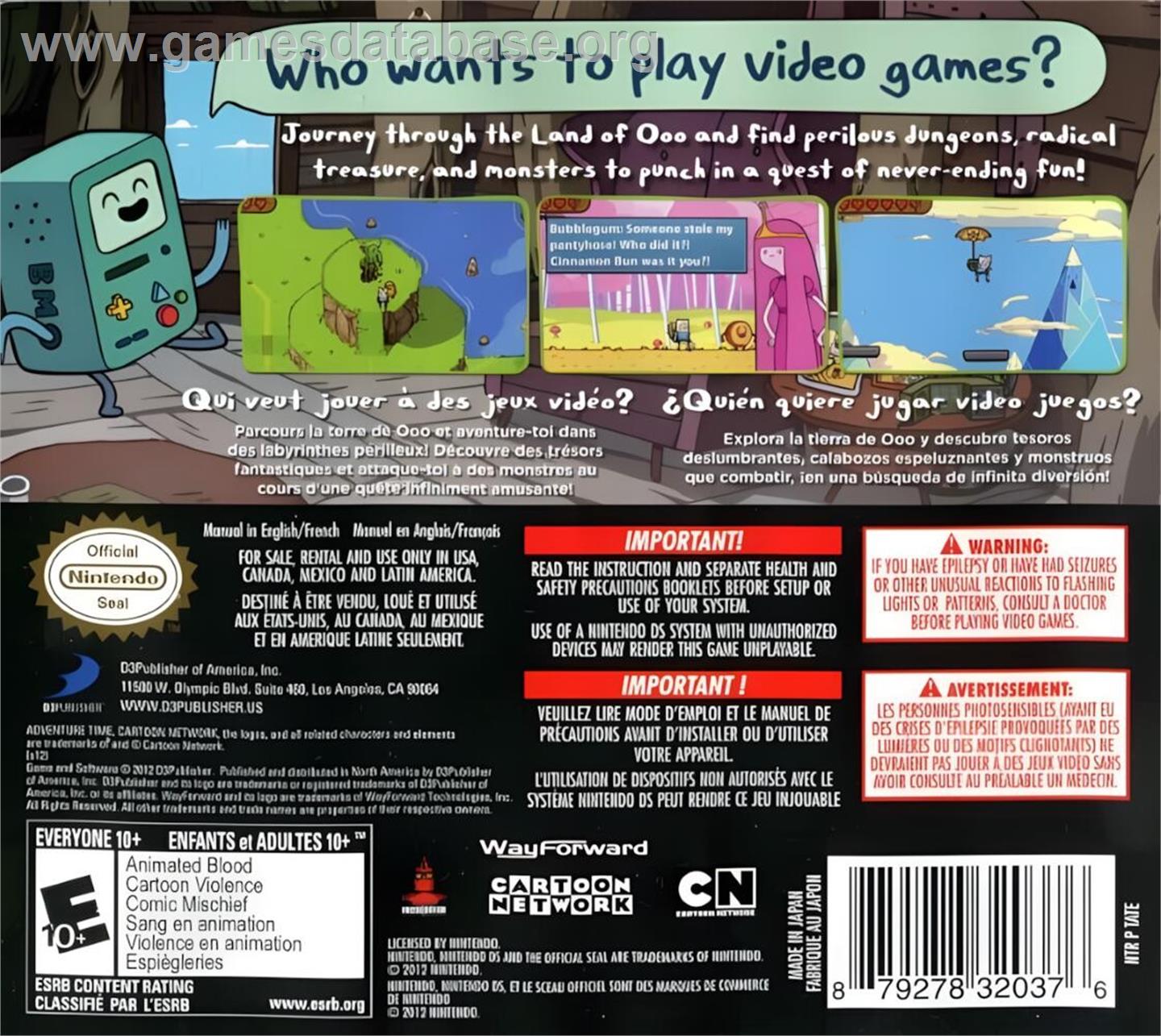 Adventure Time - Hey Ice King! Why'd You Steal Our Garbage?! - Nintendo DS - Artwork - Box Back