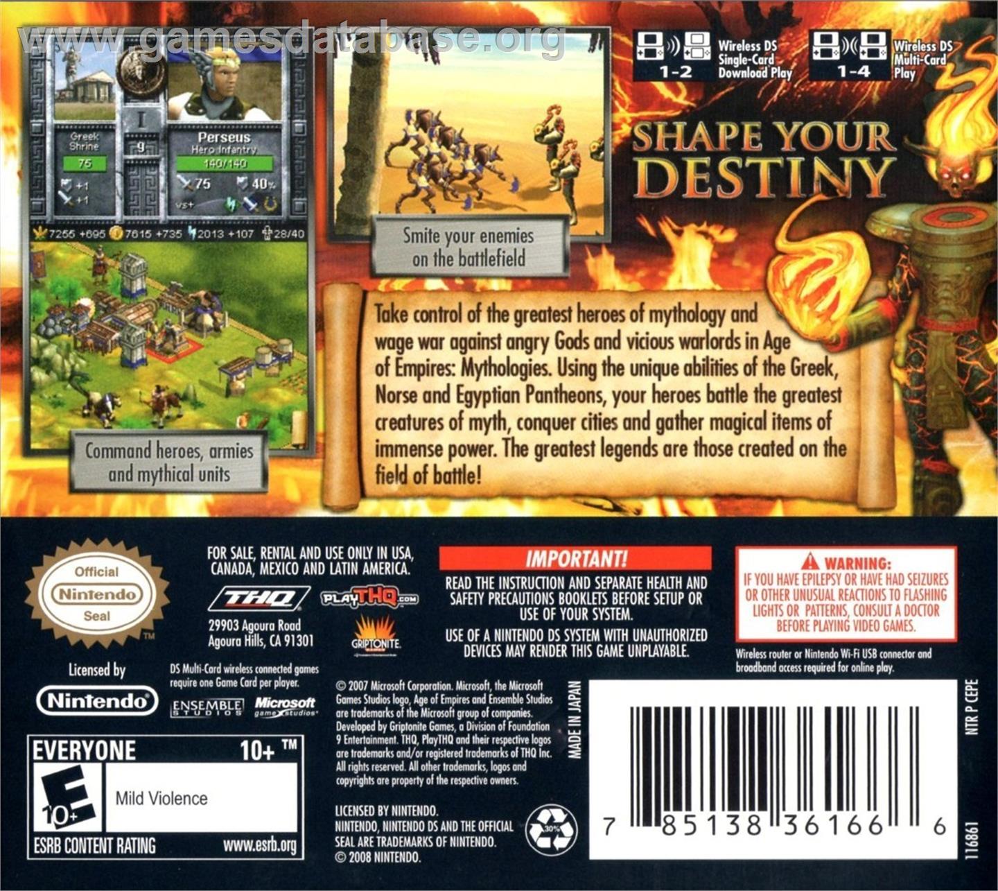 Age Of Empires - Mythologies - Nintendo DS - Artwork - Box Back
